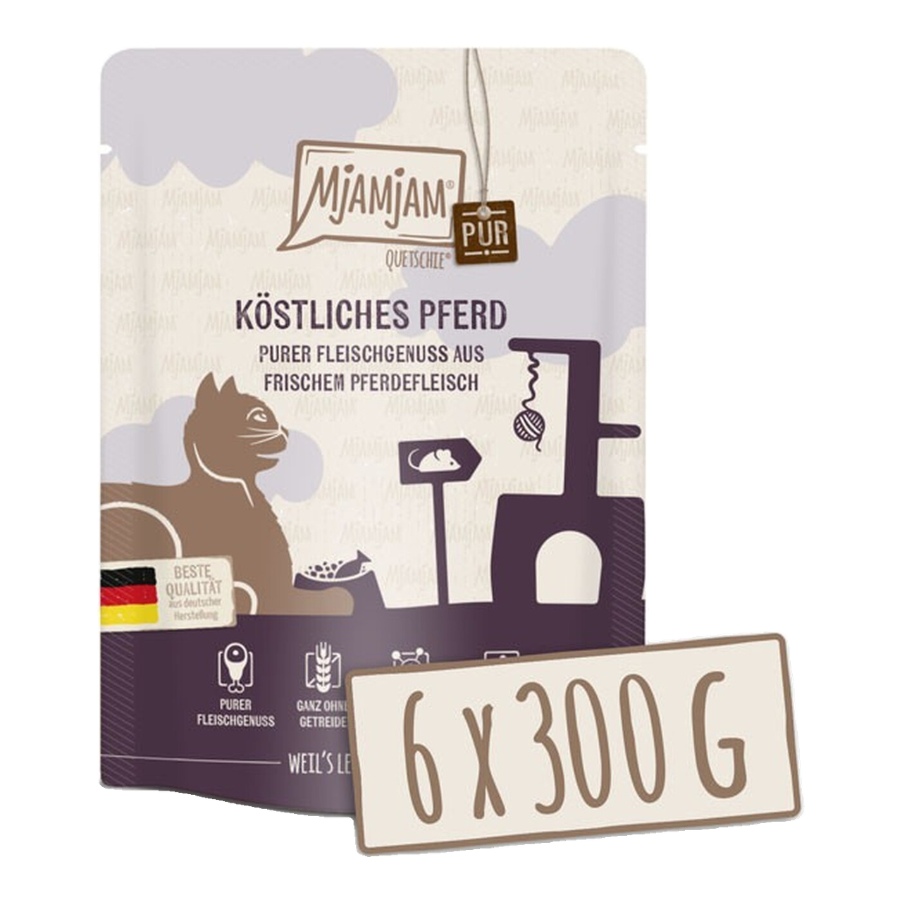 [Peut être servi frais pour l'été] MjAMjAM Quetschie Pur Nourriture humide pour chat cheval 300 g x 6