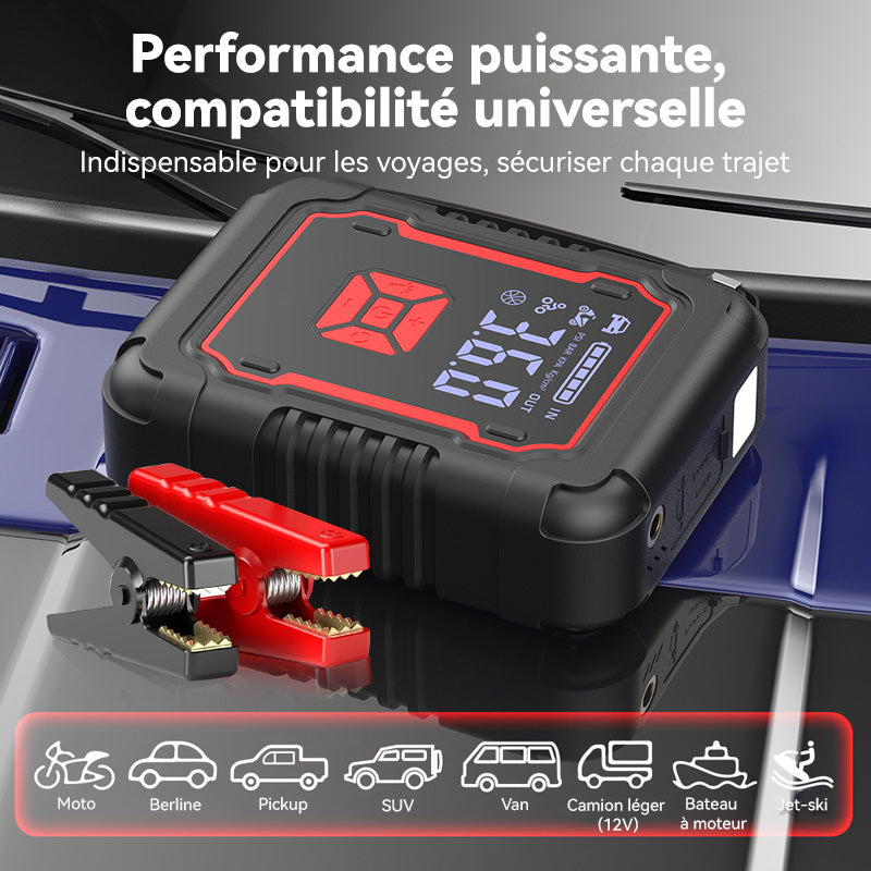Porbi X9 Démarreur avec Compresseur d'Air 3000A Démarreur Portable de Voiture, Booster de Batterie 20000mAh & Gonfleur de Pneus 150PSI