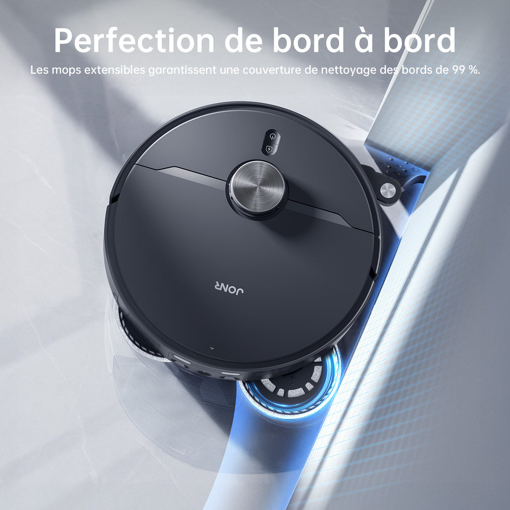 JONR X1 Max Robot Aspirateur Laveur Tout-en-un, Bras Doubles Extensibles, Aspiration 20 kPa, Lavage Eau Chaude 75°C, Séchage Air Chaud 45°C, Anti-emmêlement des Cheveux, Évitement Obstacles IA - Noir