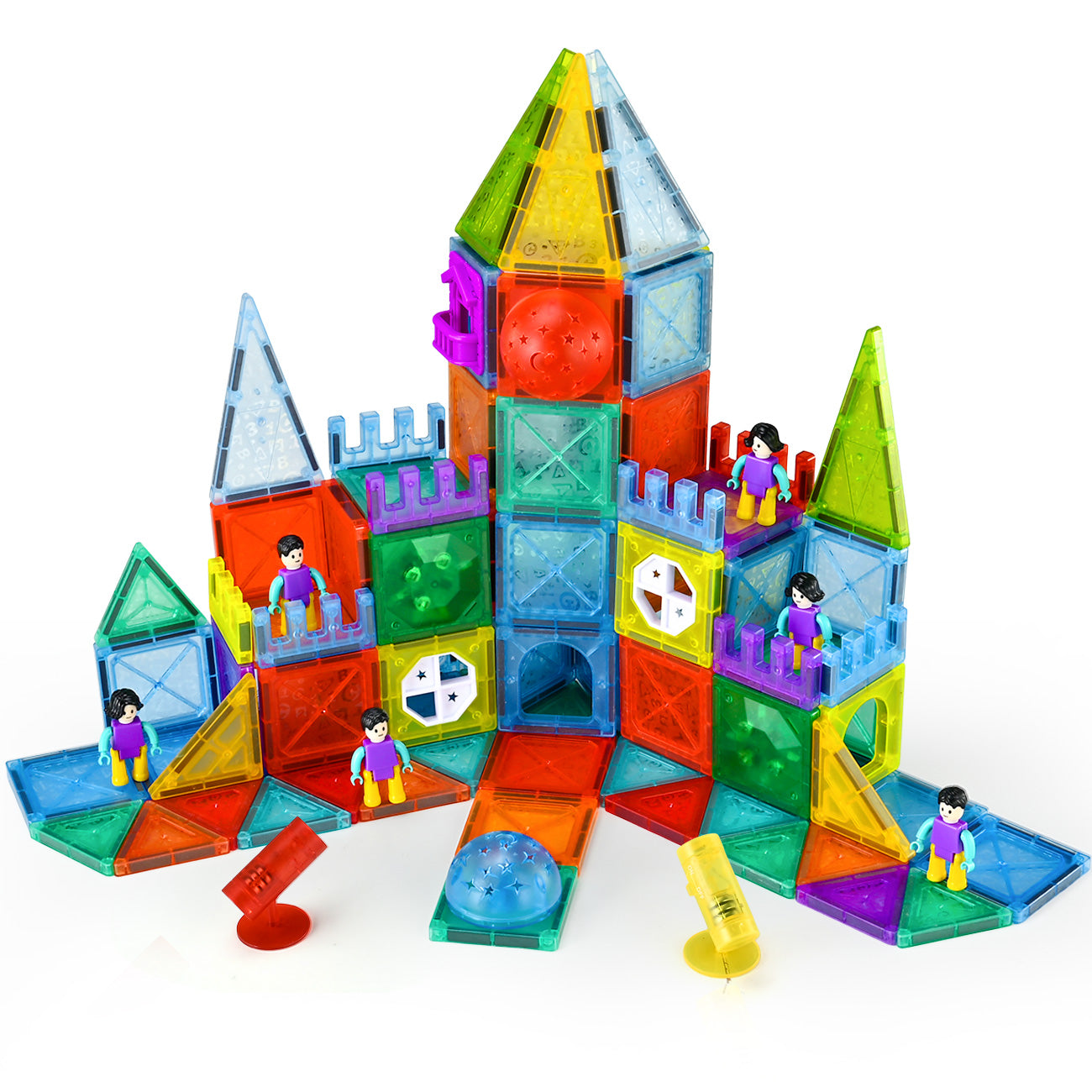 Tokky Blocs de Tuiles Magnétiques Transparents 3D 126 Pièces Piste de Bille Roulante Lumineuse STEM Jouets d'Assemblage Éducatifs Matériau de Sécurité ABS Magnétique Fort Ensemble de