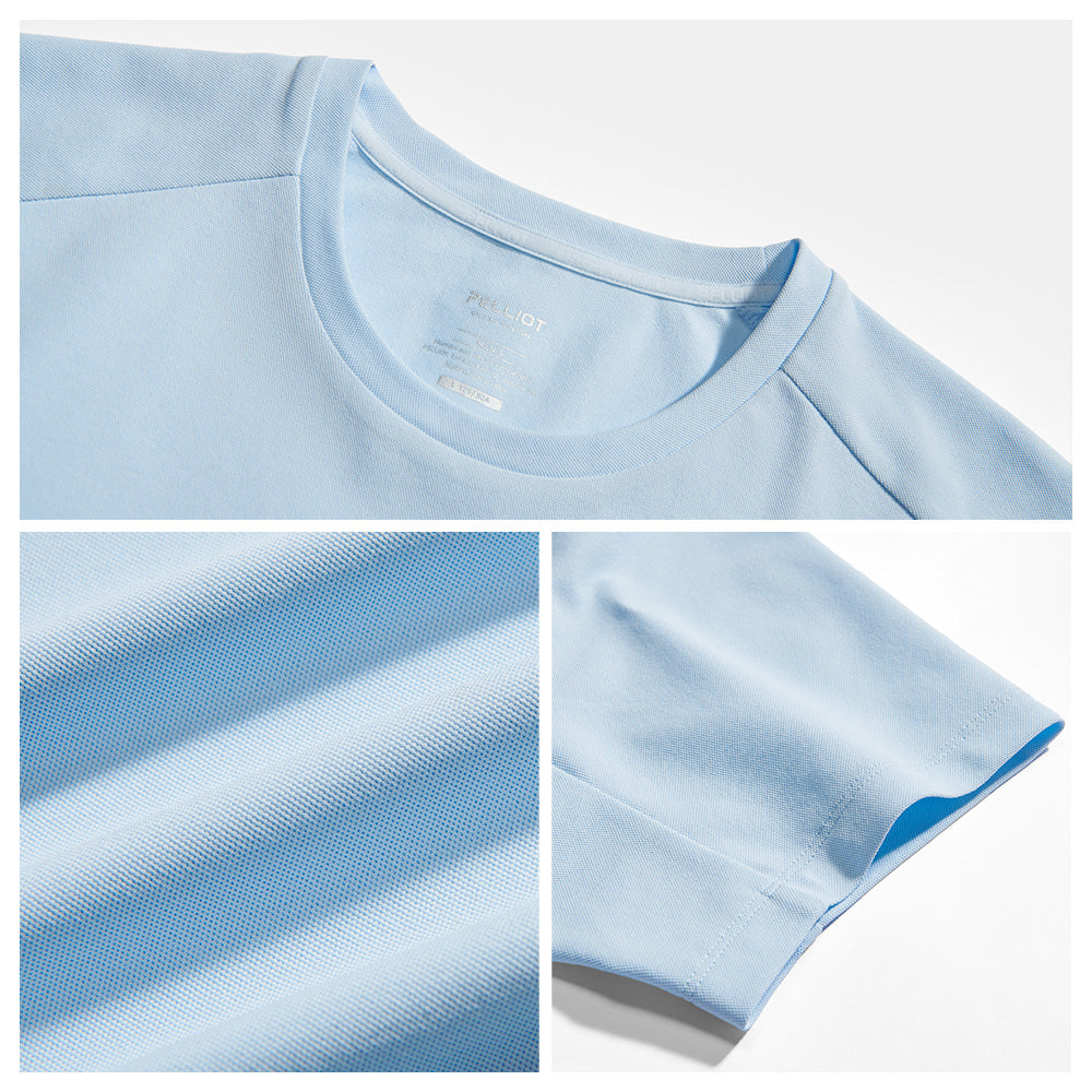 PELLIOT T-shirt homme manches courtes col rond Bleu Islande XL Camping Voyage Imperméable Durable