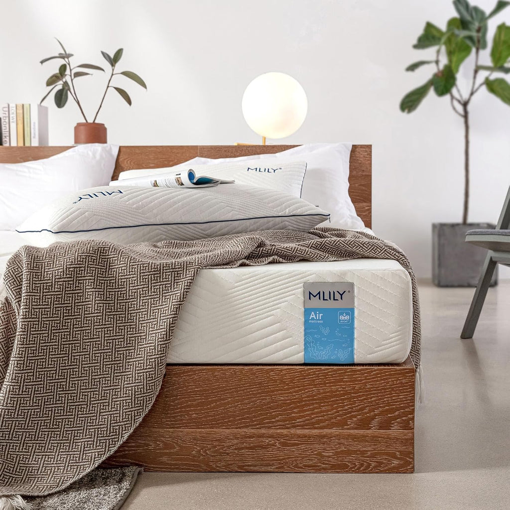 MLILY Matelas pneumatique IGR CertiPUR 120 x 200 cm Fermeté 2-en-1 Mi-ferme/Ferme Frais/Chaud Ergonomique 7 zones Mousse AirCell/CoolFlex/BlueFlow Seaqual Oeko-Tex 100 CertiPUR