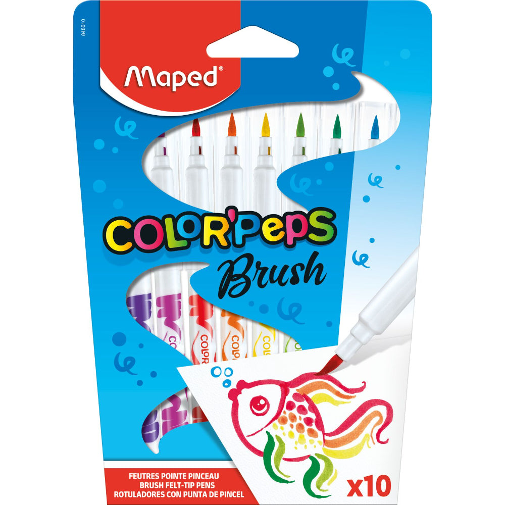 Maped Color'Peps Stylos Feutres à Brosser Lot de 10 Lavables