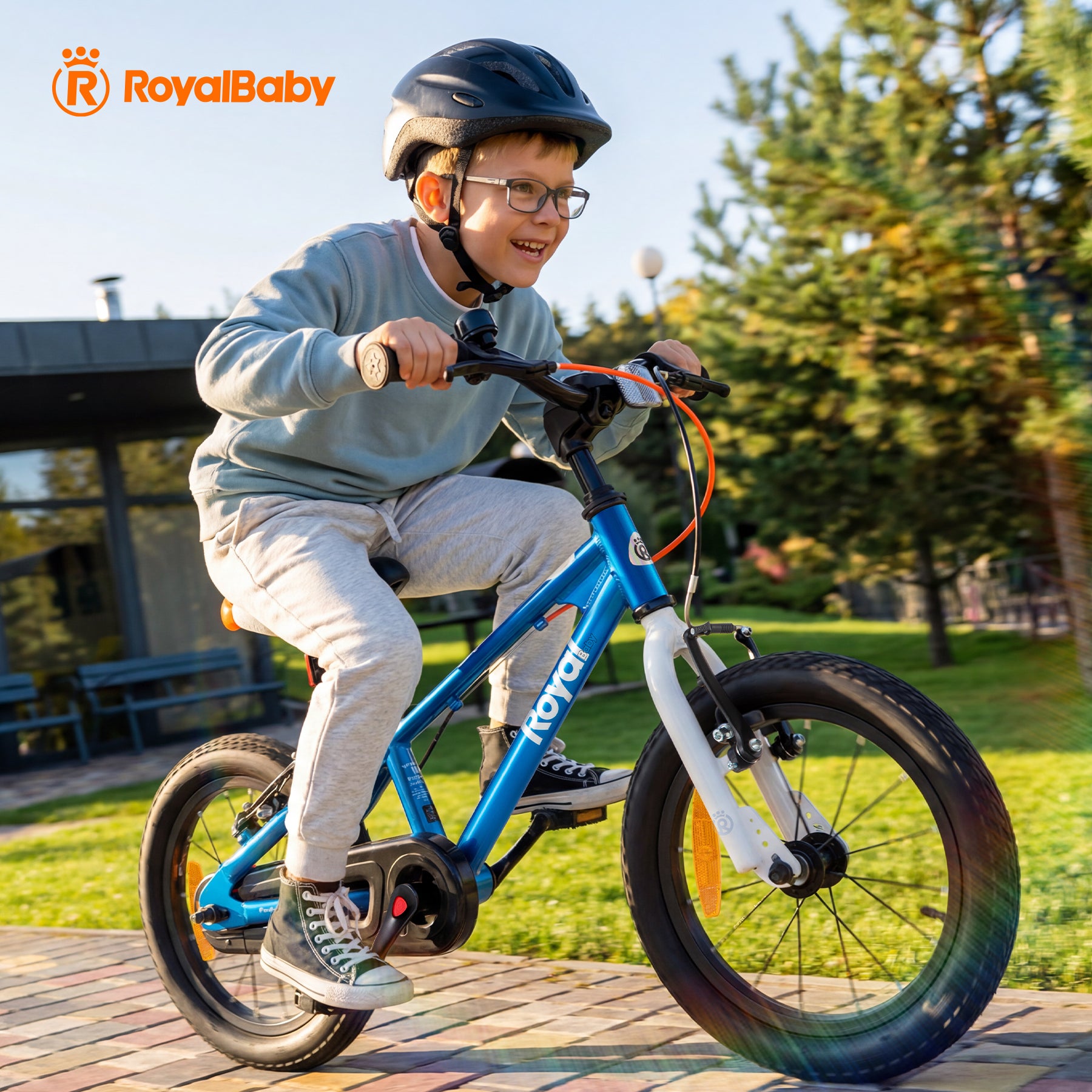 RoyalBaby Vélo pour enfants + Aluminium EZ Freestyle + 14 pouces bleu, poids net 7.4 kg