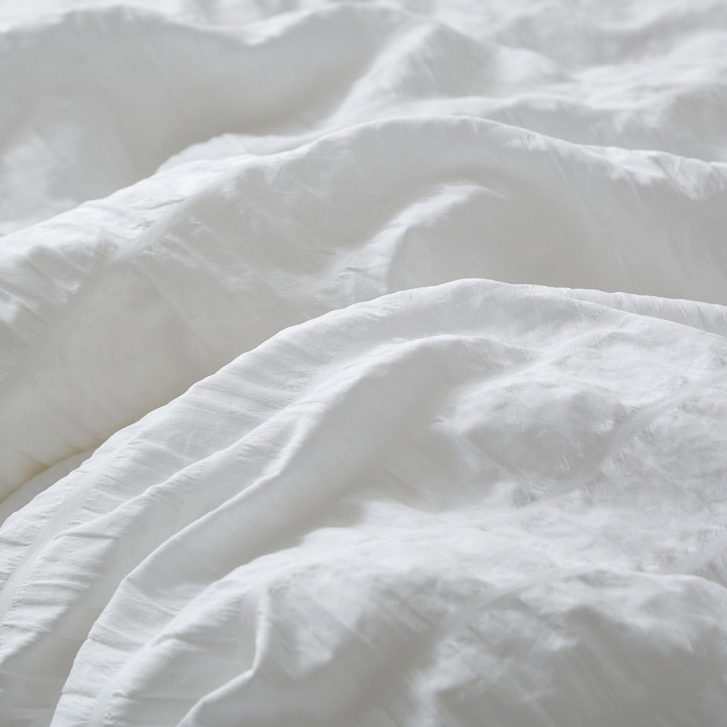 MEEALLHOME Parure de lit texturée Seersucker blanc - 1 housse 140 x 200 cm et 1 taie 65 x 65 cm