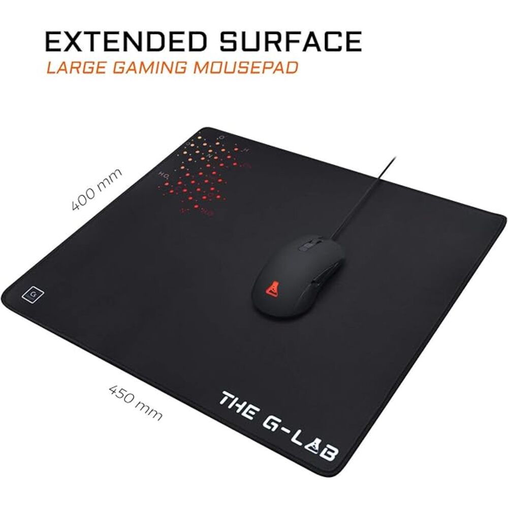THE G-LAB Pad Caesium Tapis de Souris Gaming XL (450 x 400 mm) Surface Lisse, Base Antidérapante - Noir