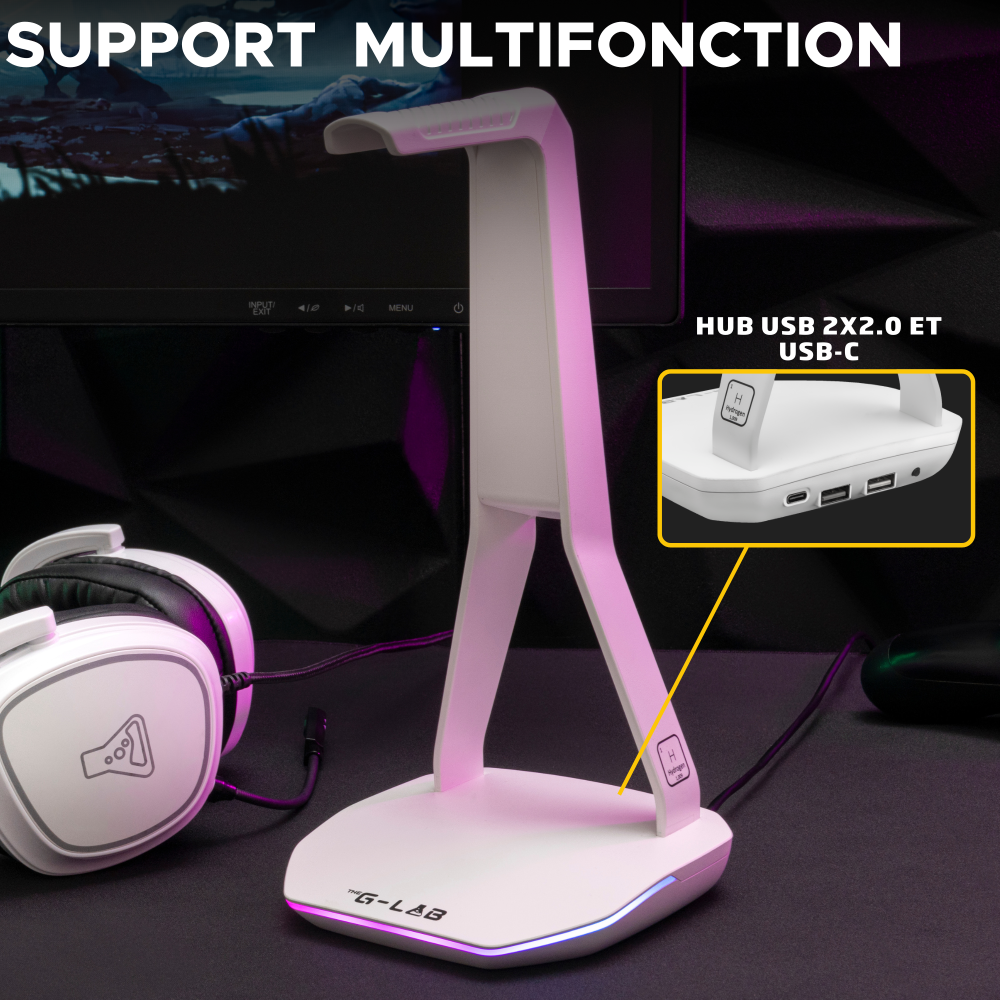 THE G-LAB K-STAND HYDROGEN Support de Casque Gaming - Blanc