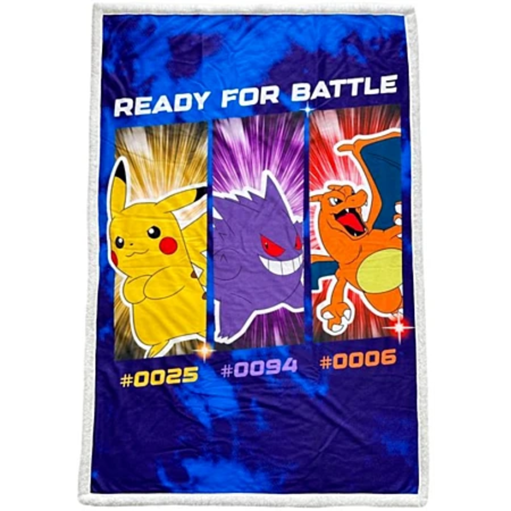 WT&T Plaid en sherpa Pokémon emblématique 100 x 150 cm - Pikachu et Dracaufeu