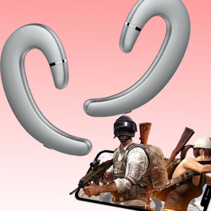VoxorAI C6 Écouteur mono à crochet d’oreille argent, Écouteur Bluetooth, Écouteur à conduction osseuse, Écouteur de sport - Modèle populaire