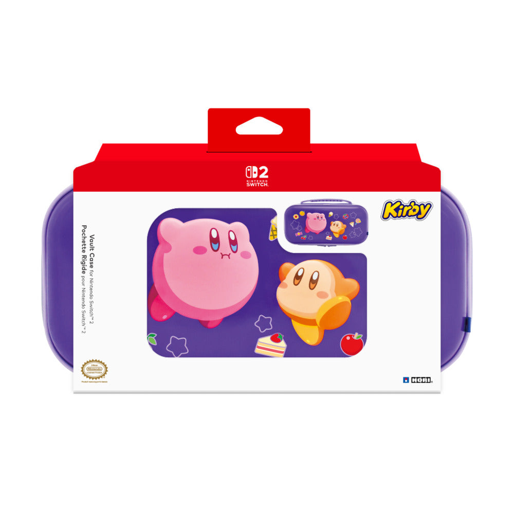 Hori Pochette rigide de protection et transport pour Nintendo Switch 2 - Rangement accessoires et jeux - Motif Kirby et Waddle Dee - Violet