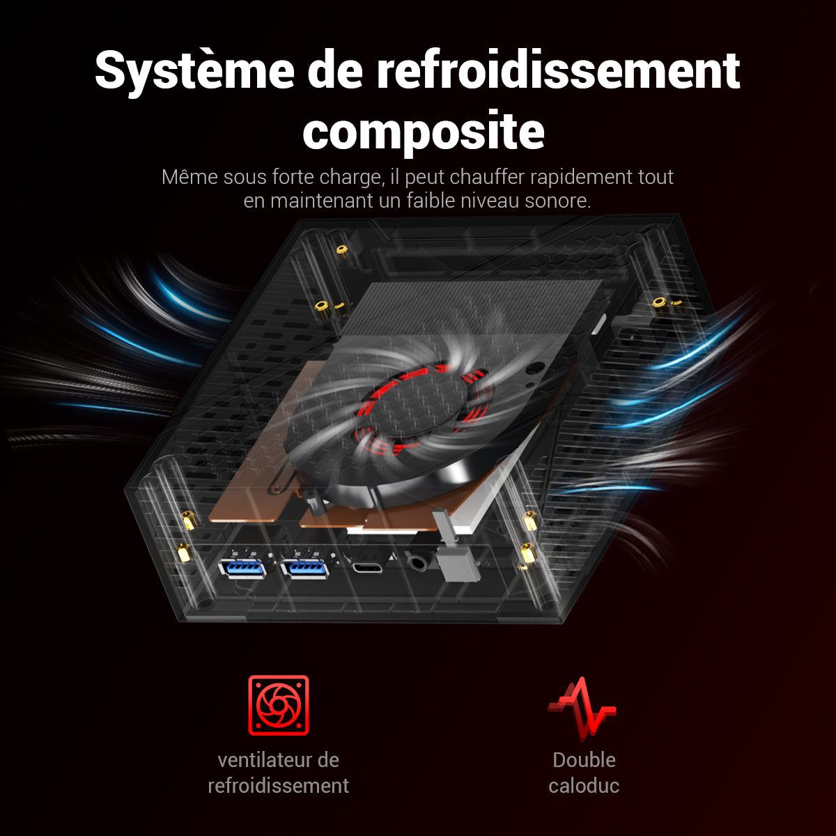 FIREBAT AM02L Mini PC AMD 6600H, 16 Go LPDDR5, 512 Go M.2 NVMe, Windows 11 Home Préactivé, Affichage 4K HDMI 2.1 / DP 1.4, Wi‑Fi 6 + Éthernet 2,5Gbps, Bluetooth 5.2