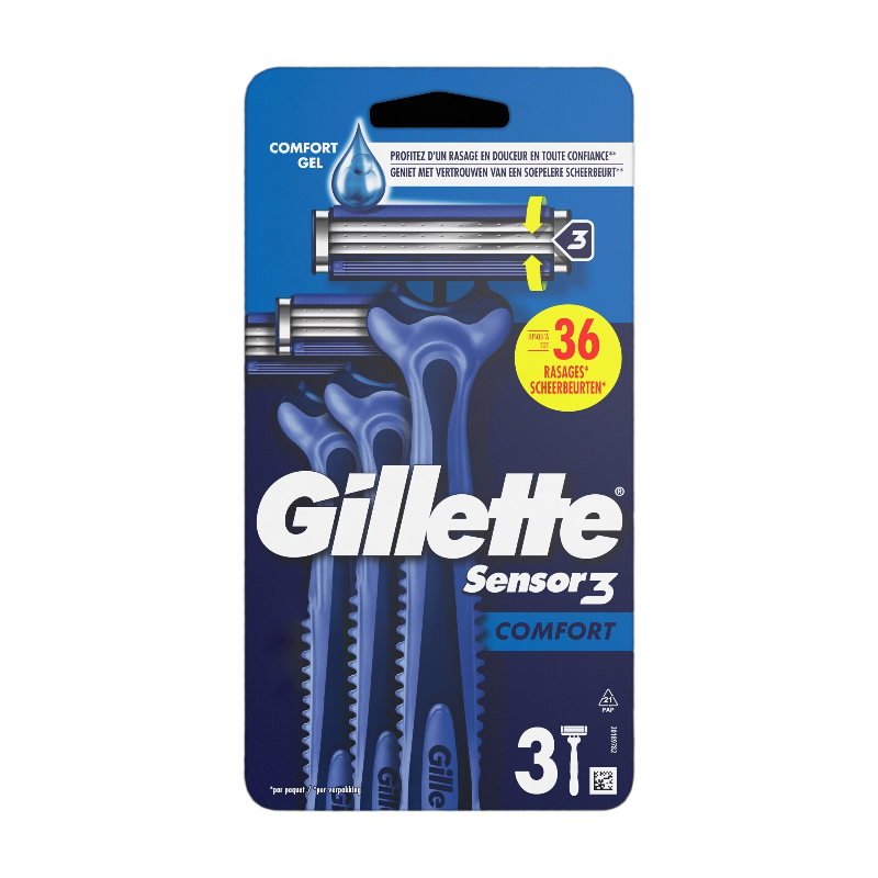 Gillette Sensor3 - Rasoirs jetables - Lot de 3 rasoirs