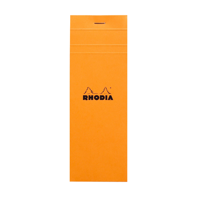 CLAIREFONTAINE Bloc agrafé Rhodia ORANGE N°8 7,4x21 cm 80 feuillets petits carreaux 5x5 80 g