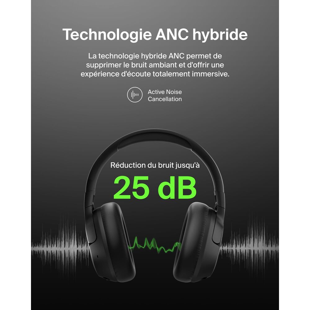 Belkin Casque SOUNDFORM ISOLATE anti-bruit, Noir