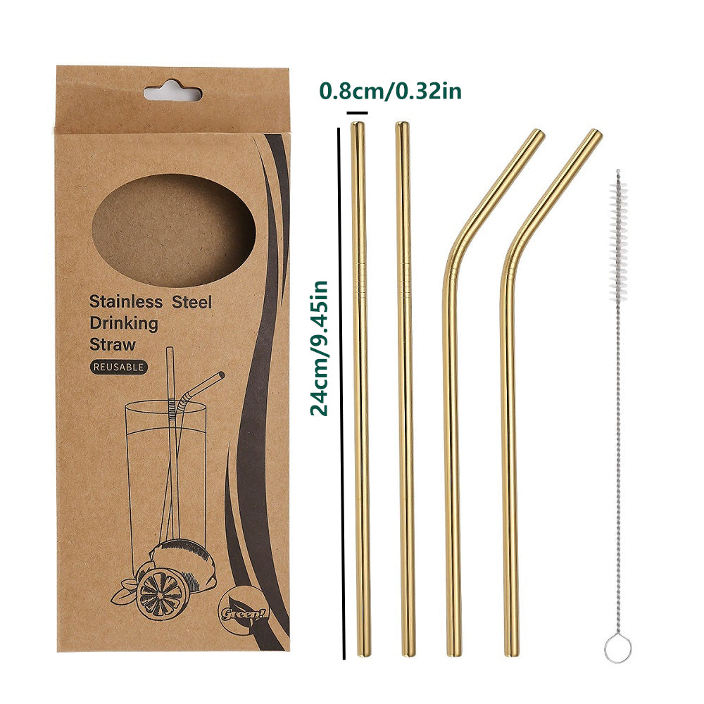 Huacan Set de 5 pailles en acier inoxydable créatif, assorties
