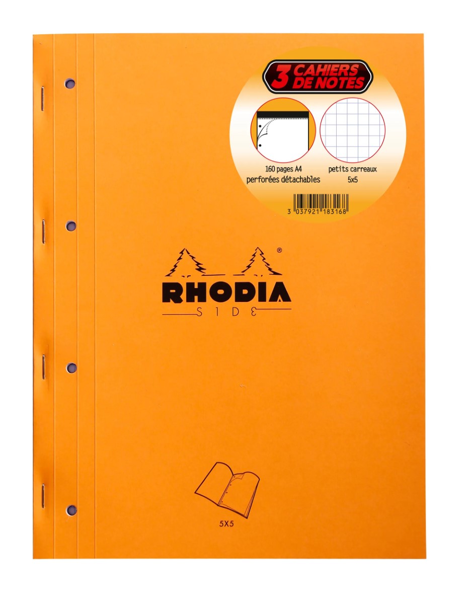 Rhodia Bloc-Notes Agrafé sur le Côté Lot de 3 80 Feuilles Chacun