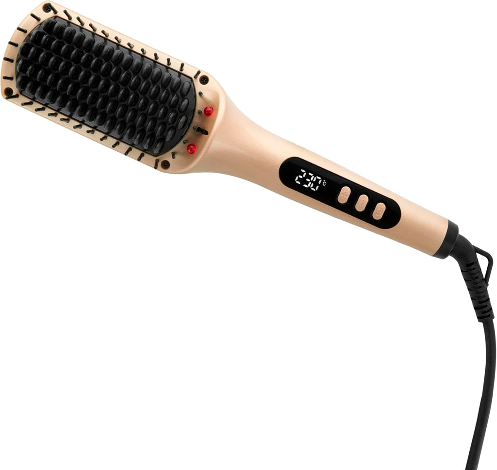 Saint Algue Demeliss LISS & GO Brosse chauffante – Revêtement en céramique – Technologie ionique – 6 réglages de température jusqu’à 230 °C – Lissage naturel avec volume préservé – Or