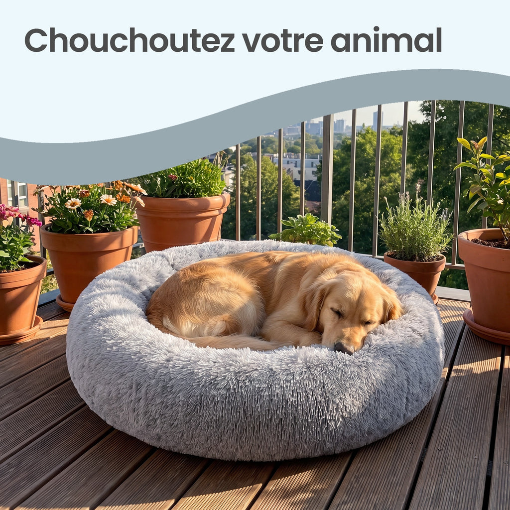 JOYFURNOS Tapis moelleux pour cage de chien avec housse amovible et lavable, gris, 120 x 20 cm, peluche longue, garnissage en coton PP