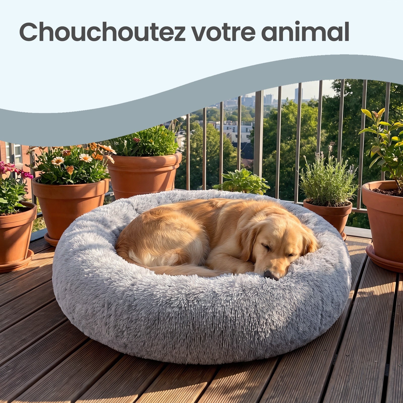 JOYFURNOS Tapis moelleux pour cage de chien avec housse amovible et lavable, gris, 120 x 20 cm, peluche longue, garnissage en coton PP