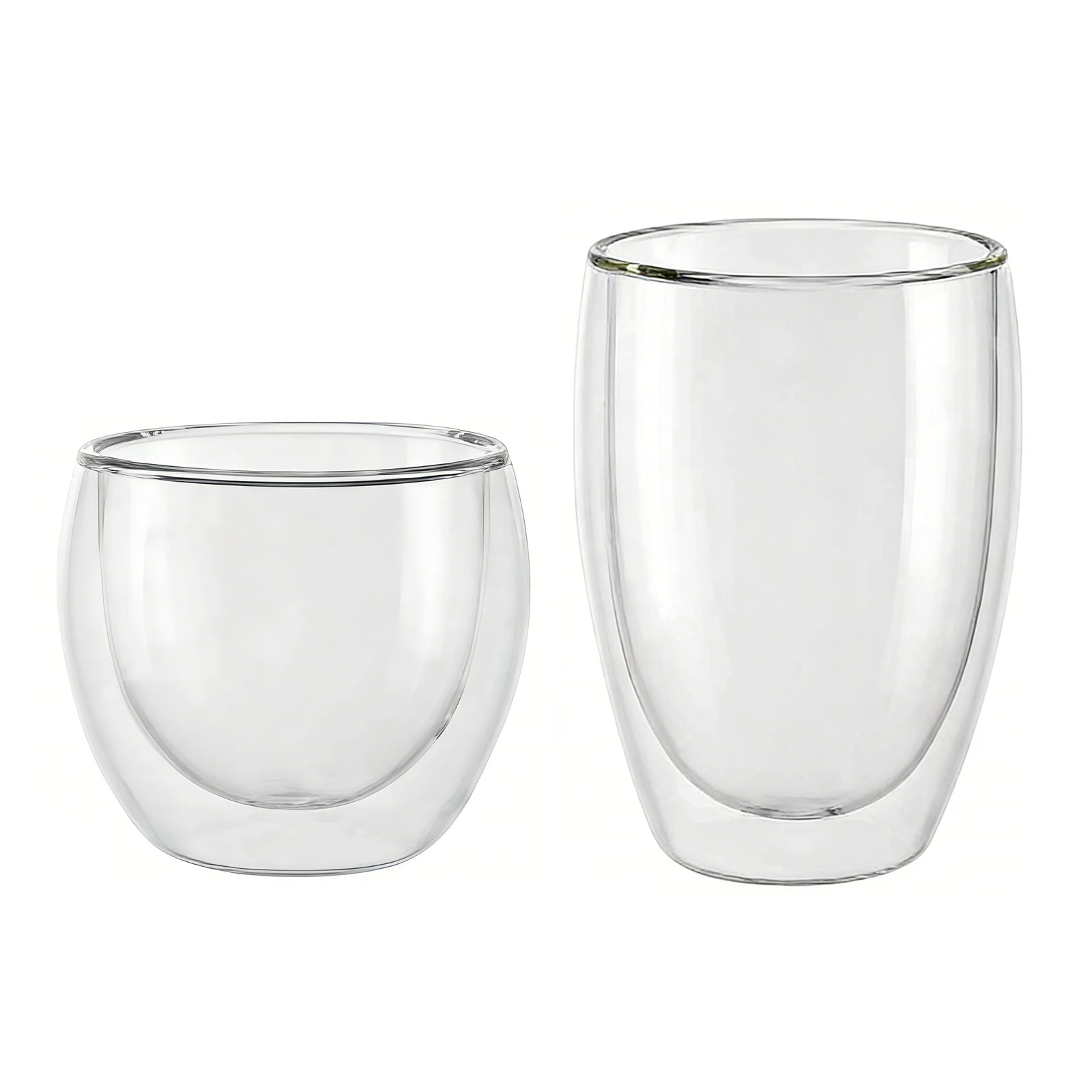 Ju7cer Lot de 2 verres en verre pour thé, boissons et café avec 2 pailles en verre 220 ml + 350 ml
