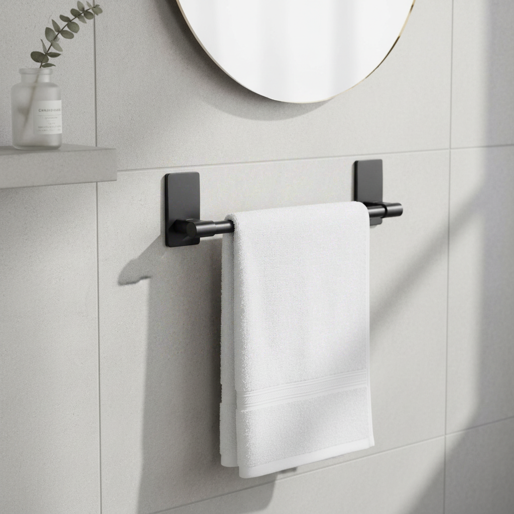 Porte-serviettes de salle de bain en métal noir