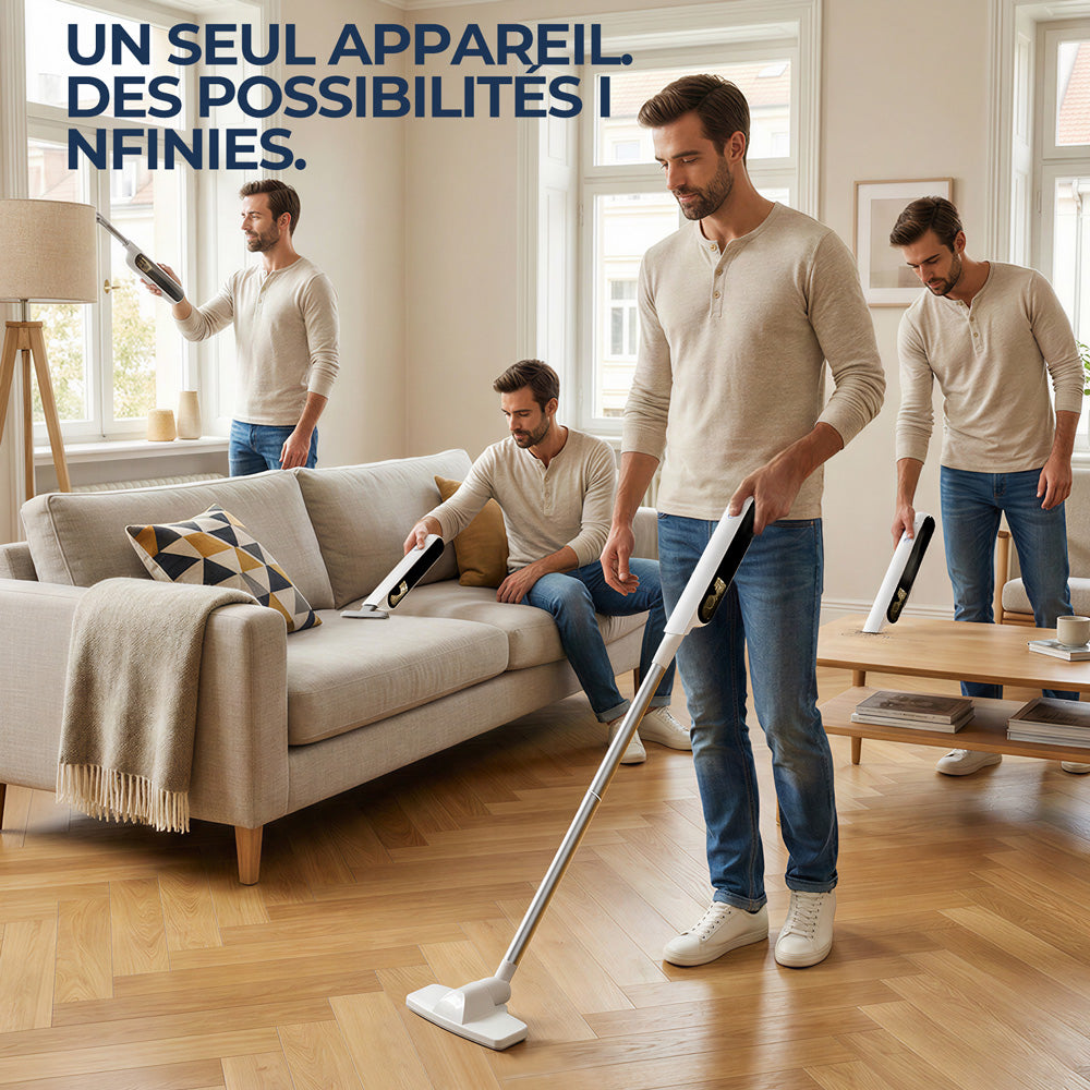 Rouny aspirateur à main sans fil, mini aspirateur pour voiture avec lumière LED et fonction souffleur, 7 embouts, filtre HEPA lavable