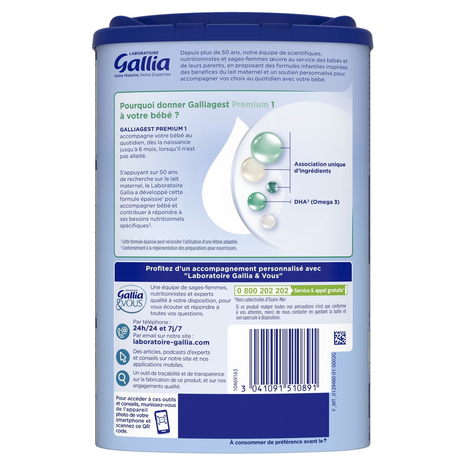 Laboratoire Gallia Galliagest Premium 1er Âge Lait Infantile 820 g