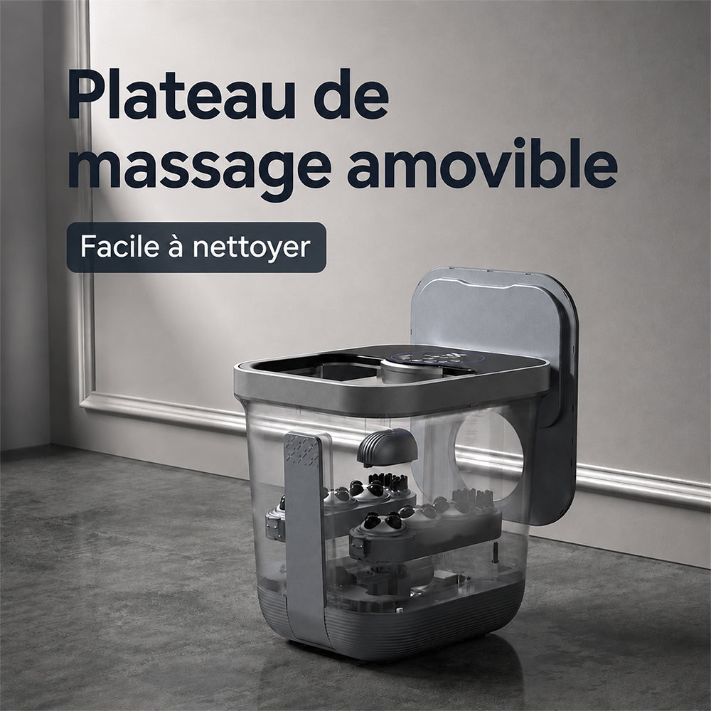 KASJ Z201 Bain de pieds massant électrique avec 6 rouleaux rotatifs & 2 points d'acupression à mouvement vertical – Stérilisation UV, Bassin profond pour bain de mollets, Chauffage réglable, Minuterie & roues faciles à déplacer pour soulager le stres
