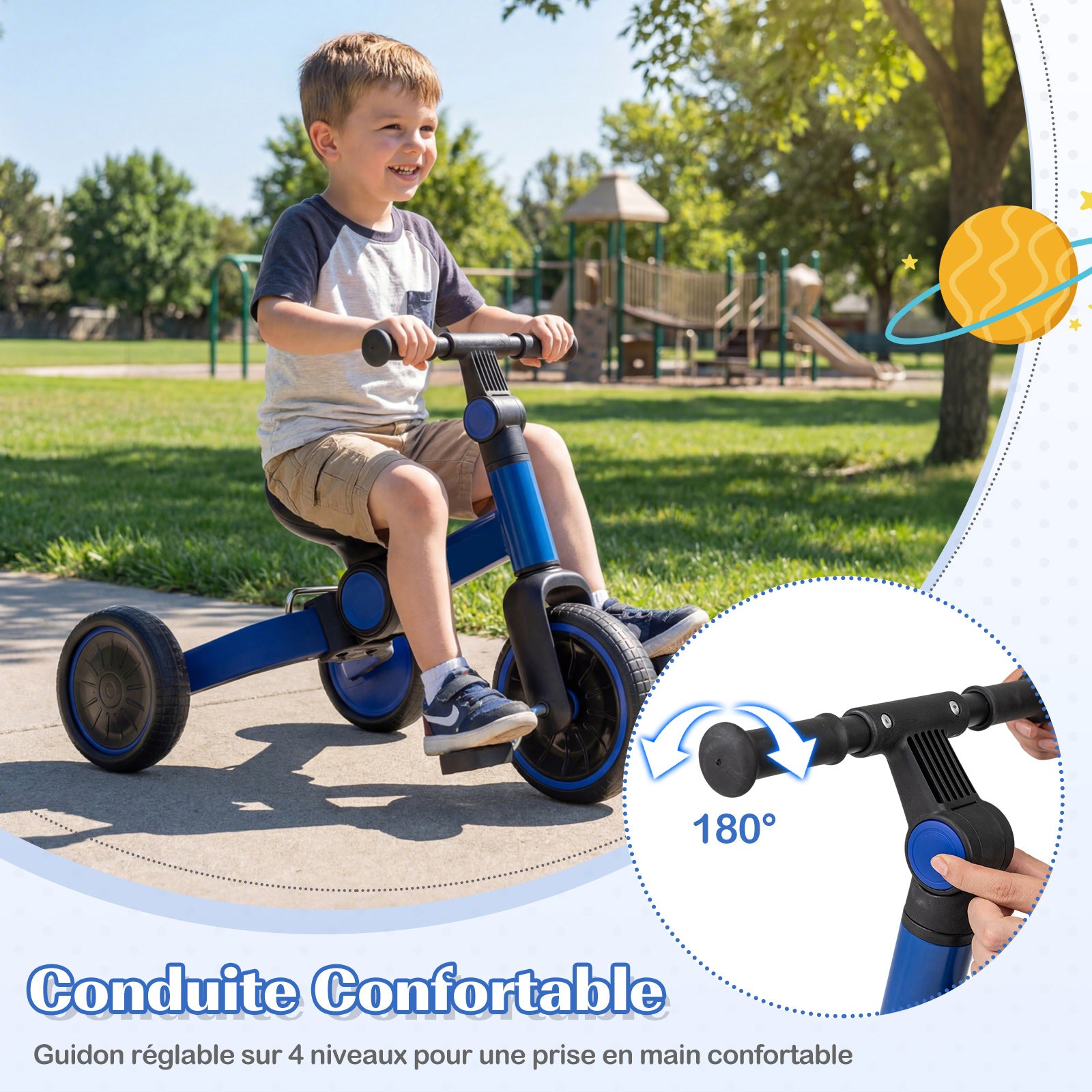 Vélo 5-en-1 pour enfants / draisienne, avec pédales amovibles - Bleu