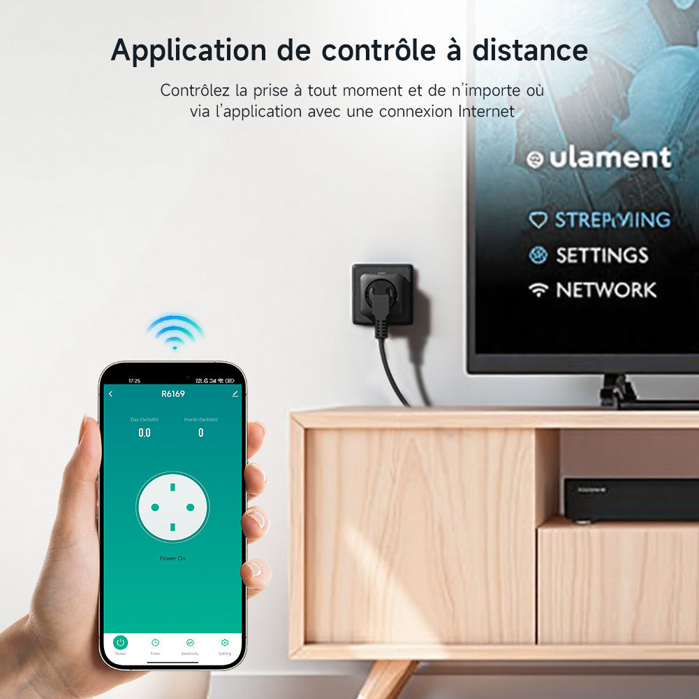 WOOX Prise connectée avec Matter via WiFi, pour intégrer les appareils classiques à la maison connectée, compatible Alexa, Google et Apple, mesure et économise la consommation électrique