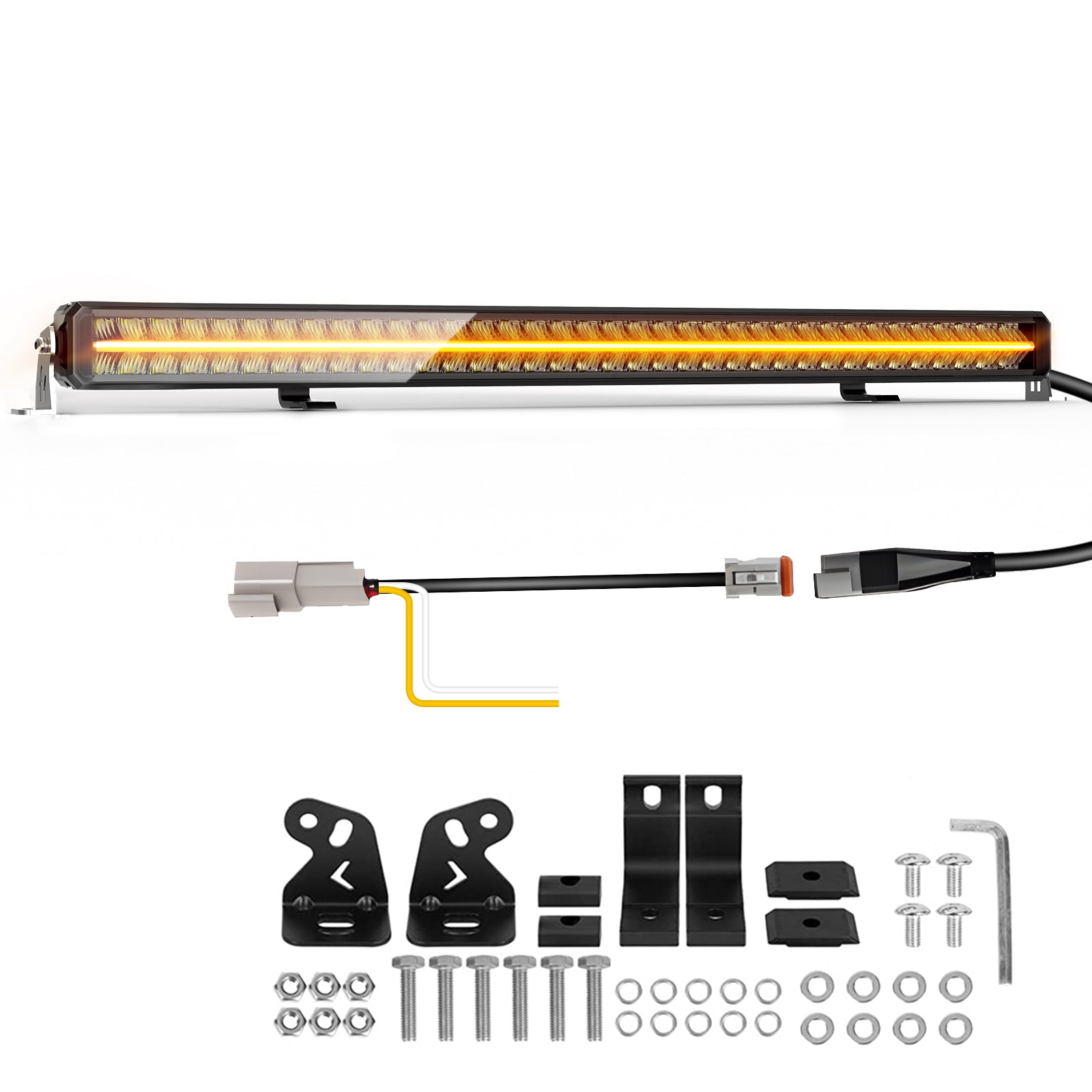 CO LIGHT Barre lumineuse LED double rangée 52 pouces, éclairage de travail anti-reflet, blanc et ambré, DRL avec supports latéraux et inférieurs, pour SUV et VTT