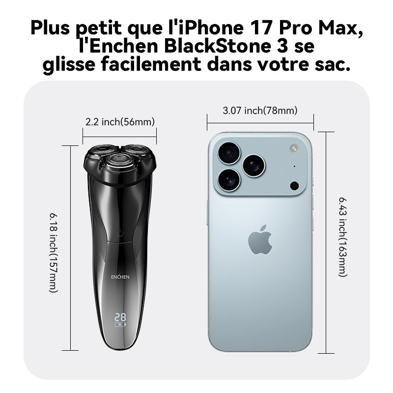 ENCHEN Blackstone 3 Rasoir électrique 3D étanche IPX7 à usage quotidien pour hommes, 1 pièce
