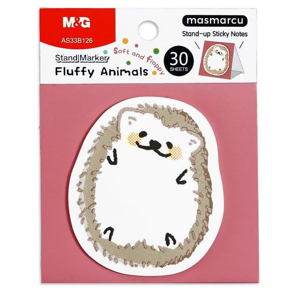 M&G Notes adhésives animaux en relief, 30 feuilles, 3 x 2 pouces, Blocs-notes mémo dessin animé mignons, Notes autocollantes avec support pliable pour école bureau maison, Hérisson