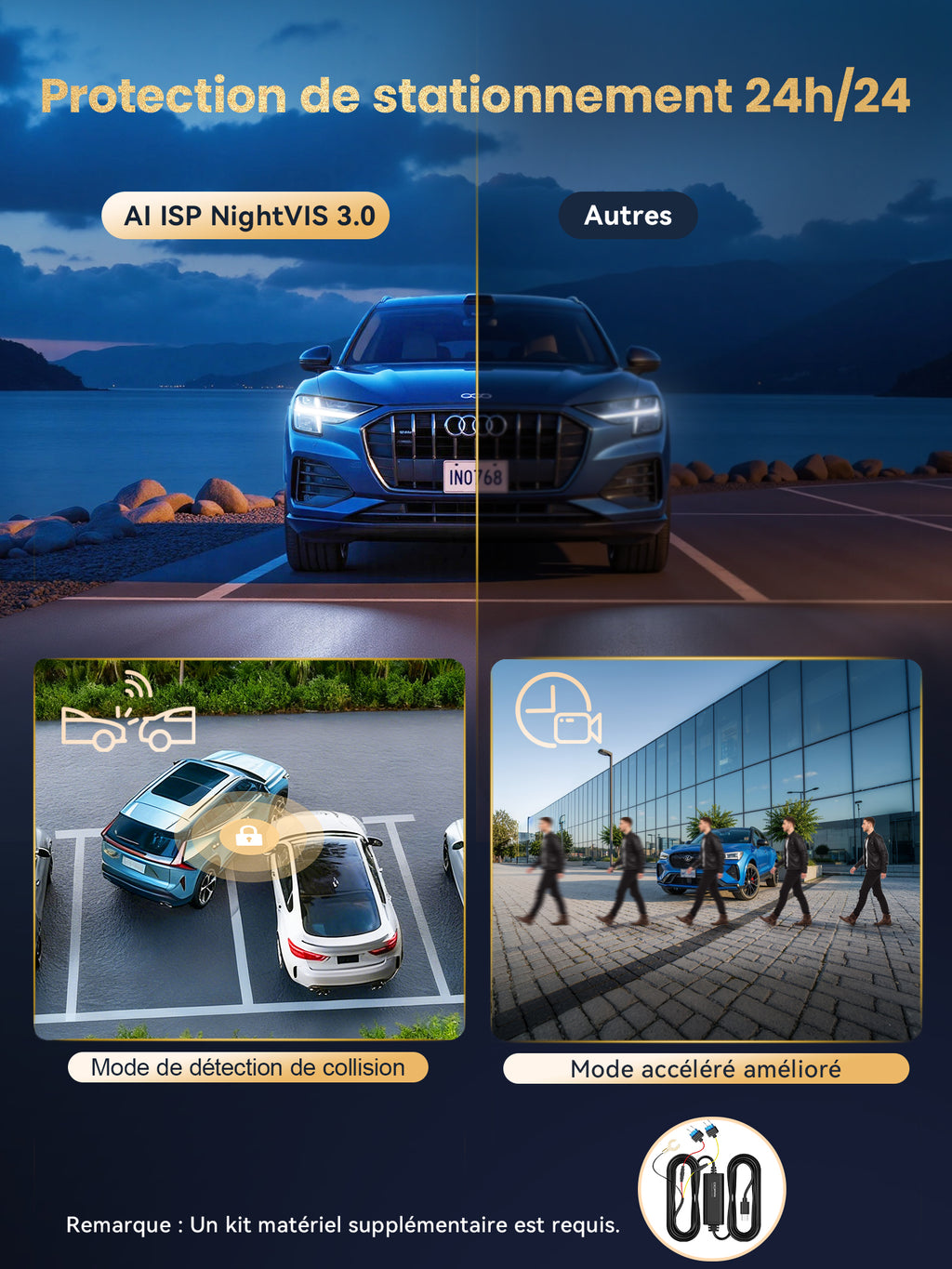 DDPAI Nouveau Z90Pro Dashcam double canal 4K + 2K Sony STARVIS 2 IMX678 HDR DVR automobile ADAS Commande vocale Mode parking Wi-Fi intégré 64 Go eMMC