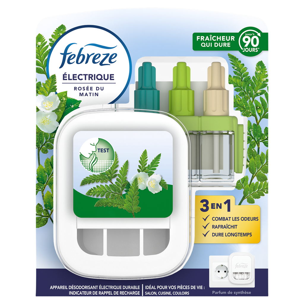 FEBREZE Kit de démarrage désodorisant électrique Rosée du matin