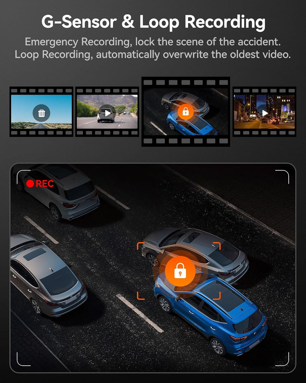 WOLFBOX i07 Caméra embarquée 3 canaux avec Wi-Fi et GPS intégrés, Caméra embarquée 4K avant et intérieure, Triple caméra de voiture 1440p+1080p+1080p avec écran LCD 3 pouces