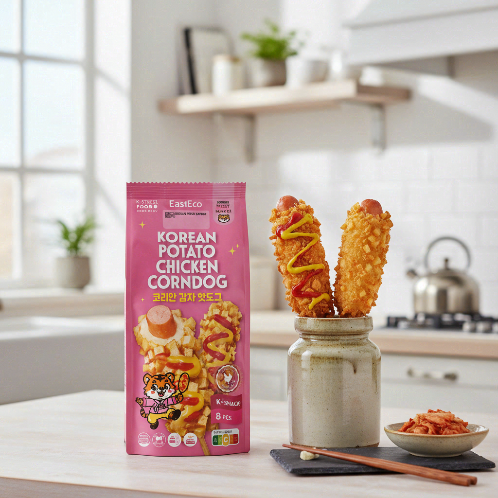 CornDog Coréen Poulet Pomme de Terre, Rose 800 g ( 8x8)