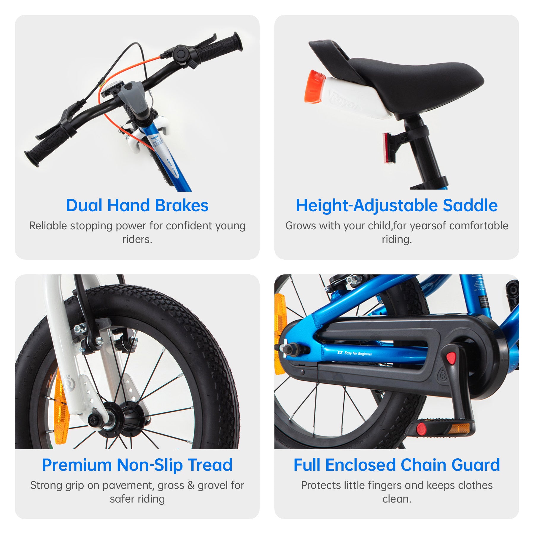 RoyalBaby Vélo pour enfants + Aluminium EZ Freestyle + 14 pouces bleu, poids net 7.4 kg