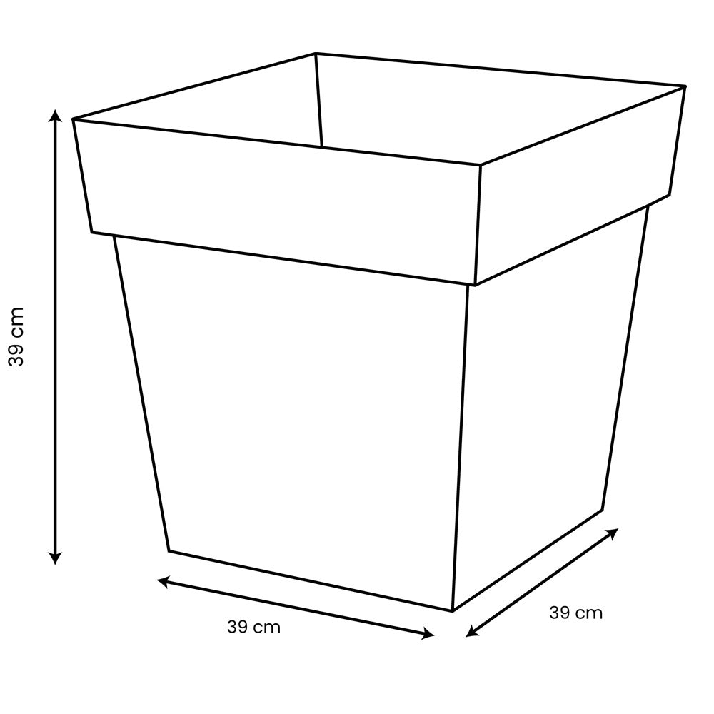EDA Pot de culture carré, orange terre battue, dimensions : 39 x 39 x 39 cm, volume : 38 L