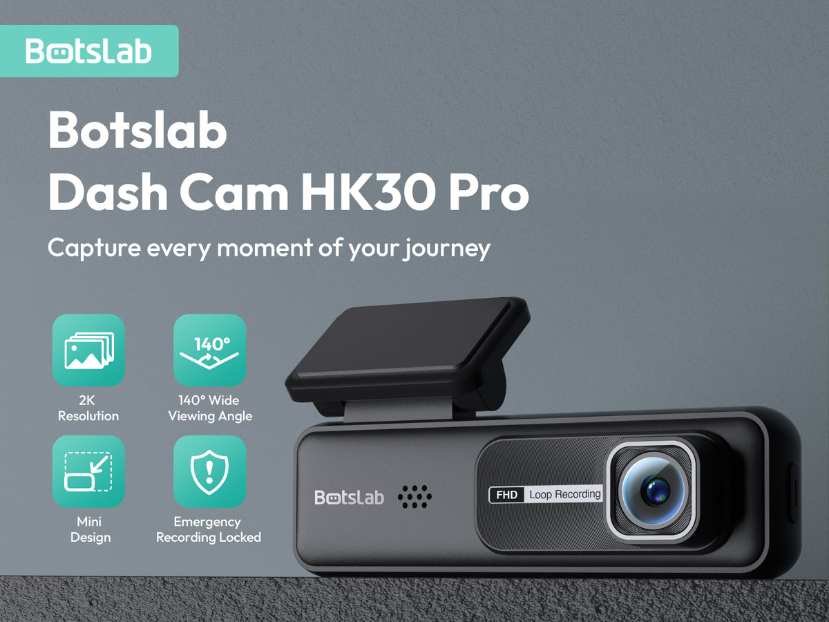 Botslab Dashcam, résolution 2K, design compact, grand-angle 140°, mode nuit
