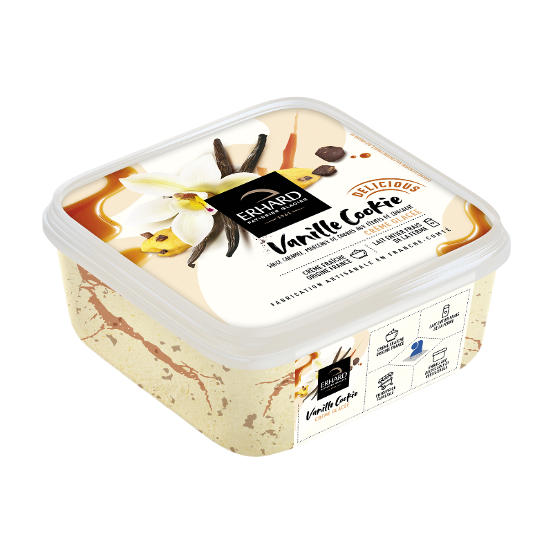 ERHARD Crème glacée vanille cookie - 450 g