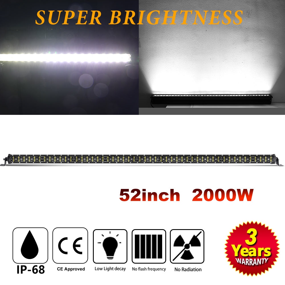 CO LIGHT Barre lumineuse LED double rangée 52 pouces, anti-reflet, pour usage tout-terrain, blanc et ambré, DRL, avec supports latéraux et inférieurs, pour SUV et VTT