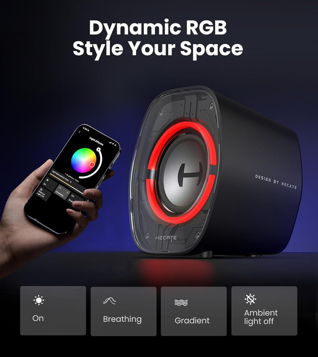 Enceintes de Bureau Gaming Edifier G1000 II pour Ordinateur, Haut-Parleur Large Bande 2,5" et Basses Renforcées, Bluetooth 5.4 USB-C AUX, 9 Modes d’Éclairage RGB Dynamiques pour PC - Blanc