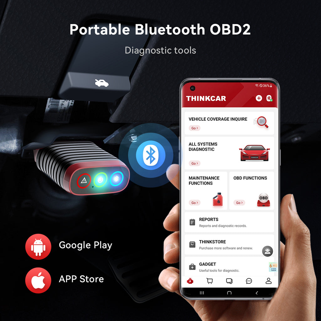 THINKCAR ThinkDiag BD6 Appareil de diagnostic OBD2 OBD2 OBD2 avec diagnostic de tous les systèmes + 5 fonctions de réinitialisation (Purge, Frein, Voyants d’huile, IMMO, ETS)