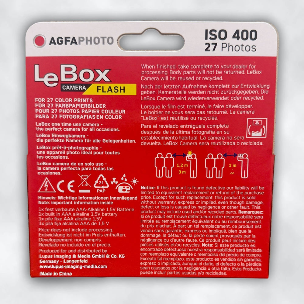 AgfaPhoto LeBox Appareil photo jetable 400 ISO, 27 poses, flash
