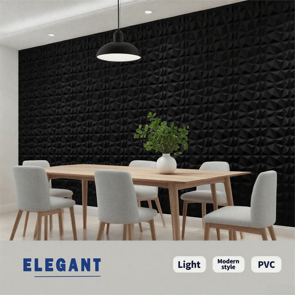 Art3d Panneaux muraux 3D Premium à motif diamant - Noir 30 x 30 cm (Lot de 33)