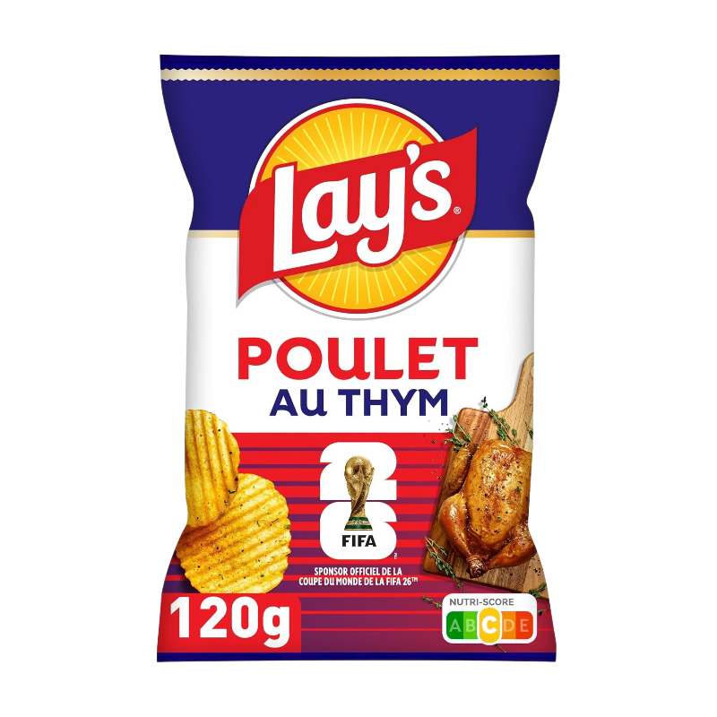 Lay's Chips Ondulées Saveur Poulet et Thym, 120 g