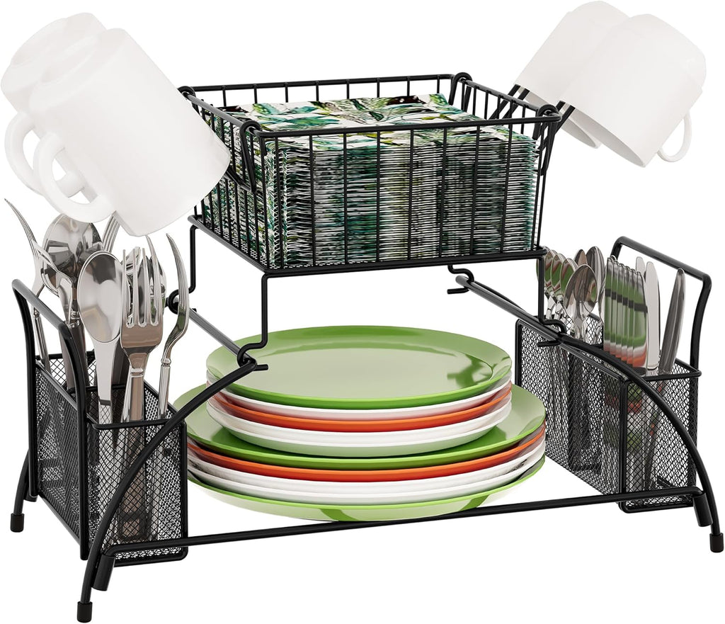 Senhoglb Organisateur porte-assiettes à 2 niveaux, Promotion du Nouvel An, Meilleures idées cadeaux