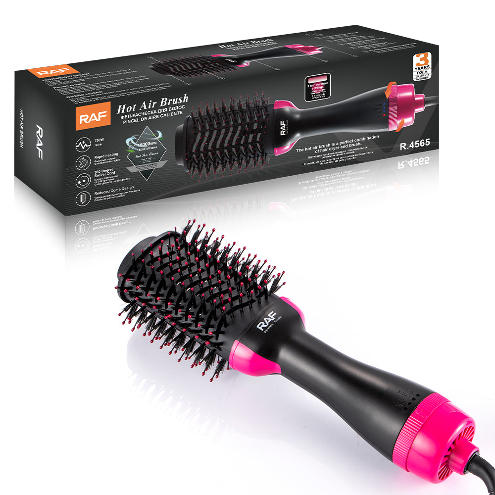 RAF Brosse soufflante 750 W, sèche-cheveux et volumisant en 1 étape, coiffante chauffante à échauffement rapide, pour femmes, coiffage lisse, effet salon à domicile