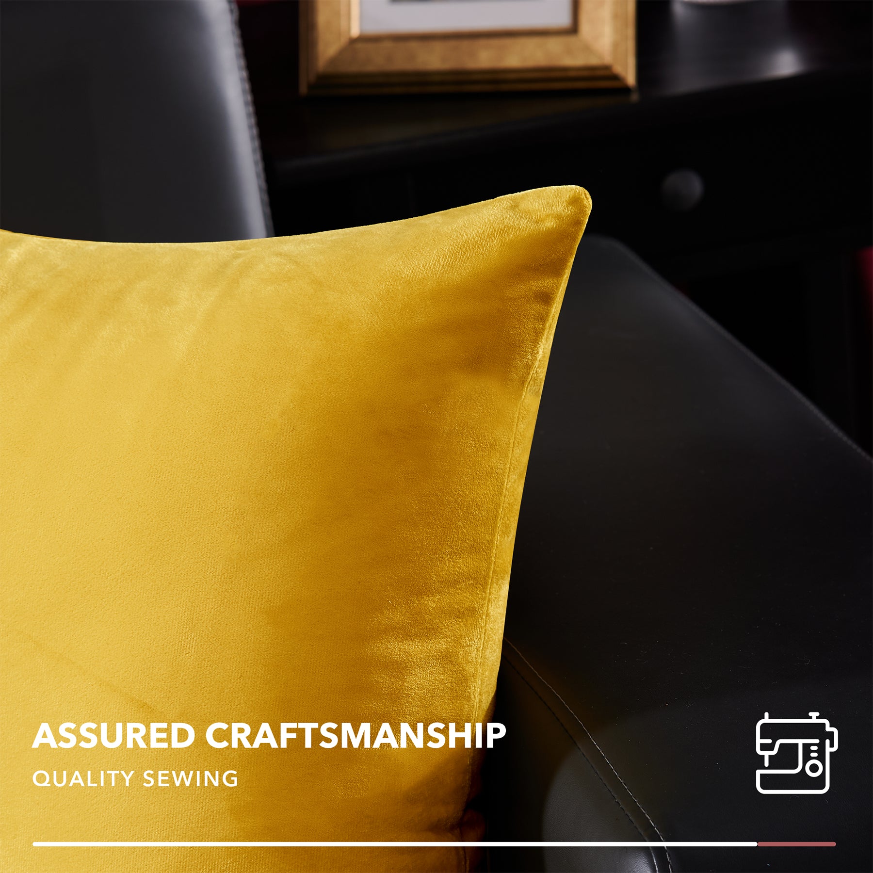Deconovo Housse de coussin en velours néerlandais - jaune - 45 x 45 cm - 1 pièce